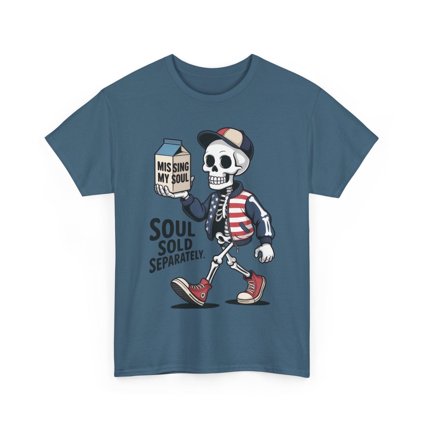 Funny Skeleton T-Shirt Soul Sold Separately Graphic Tee, Missing Soul Cartoon Shirt, Gothic Streetwear, Halloween Gift Tee