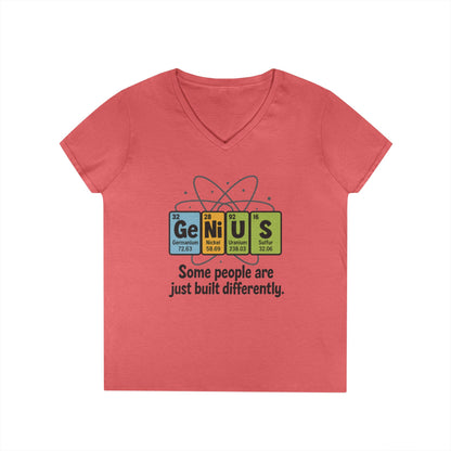 Funny Womens Genius V-Neck T-Shirt, Funny Science Tee, Nerdy Humor Shirt, Periodic Table Nerd Shirt, Science Humor Tee