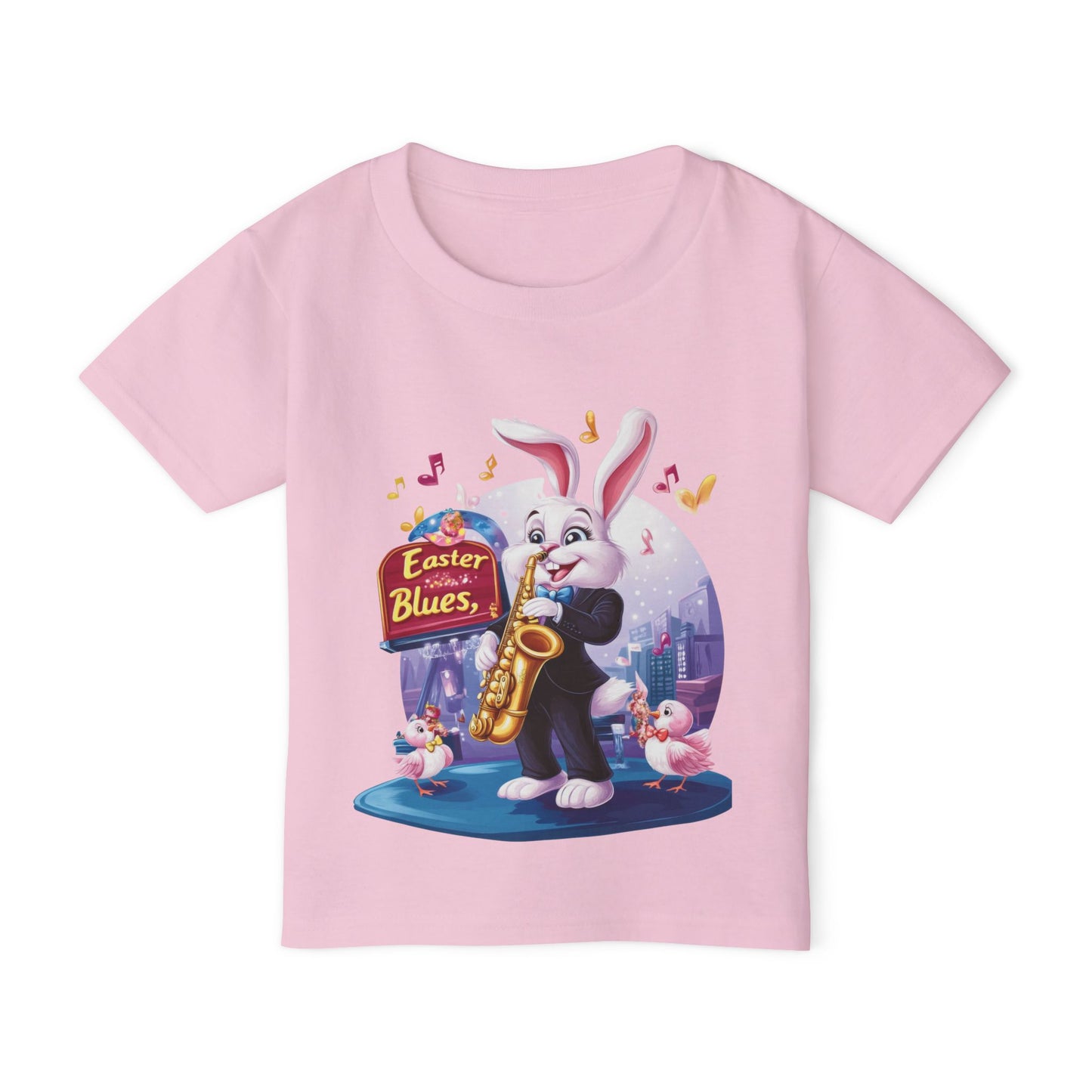 Easter Bunny Jazz Toddler T-Shirt - Cute Music Themed Tee for Kids, Saxophone Bunny Spring Shirt, Fun Gift for Little Boys & Girls