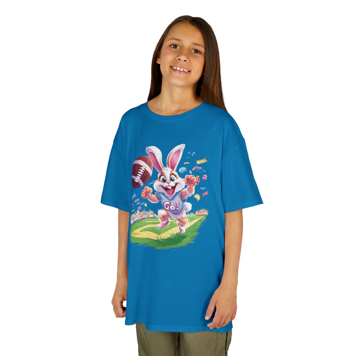 Touchdown Bunny Kids T-Shirt - Cute Easter Football Shirt for Kids, Fun Spring Outfit, Sports Bunny Tee Gift for Little Athletes Easter Gift
