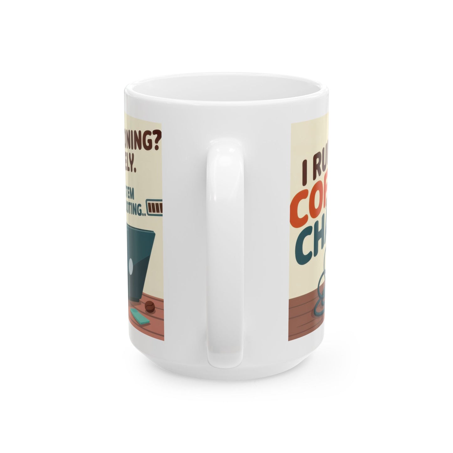 Funny Robot Coffee Mug, I Run on Coffee and Chaos, Tired Office Humor Cup, Lazy Tech Lover Gift, Gift for Coffee Lovers, Office Humor