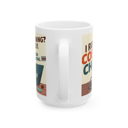 Funny Robot Coffee Mug, I Run on Coffee and Chaos, Tired Office Humor Cup, Lazy Tech Lover Gift, Gift for Coffee Lovers, Office Humor