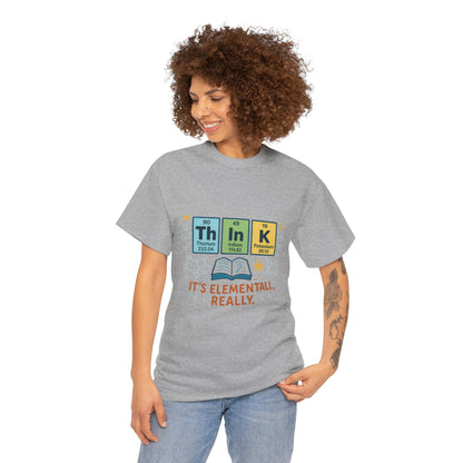 Smart Womens Science T-Shirt, THINK Periodic Table Tee, Funny Elemental Nerd Gift for Her, Graphic Tee for Science Lovers