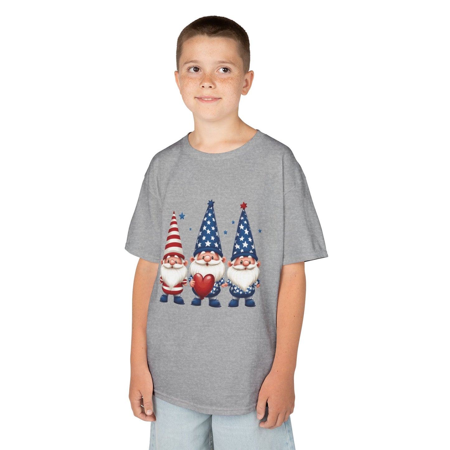 Patriotic Gnome Kids Tee, Cute 4th of July Shirt, Adorable Summer Outfit, Kids Casual Wear, Independence Day Gift