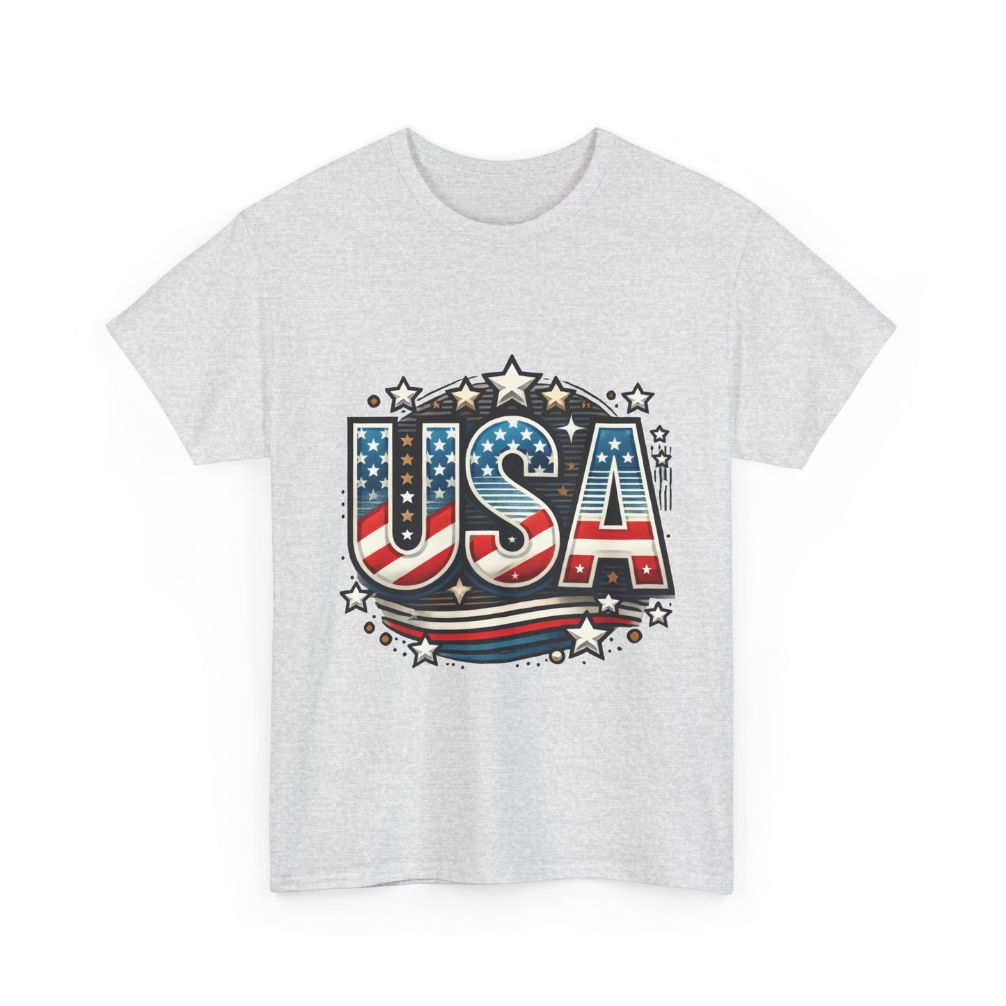 Patriotic USA T-Shirt, Unisex Heavy Cotton Tee for Independence Day, Memorial Day, 4th of July, Casual Wear, Gifts