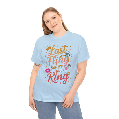 Last Fling Before the Ring T-Shirt, Bachelorette Party Tee, Bridesmaid Wedding Tee, Hen Party Matching Top, Bridal Shower, Bridesmaids Gift