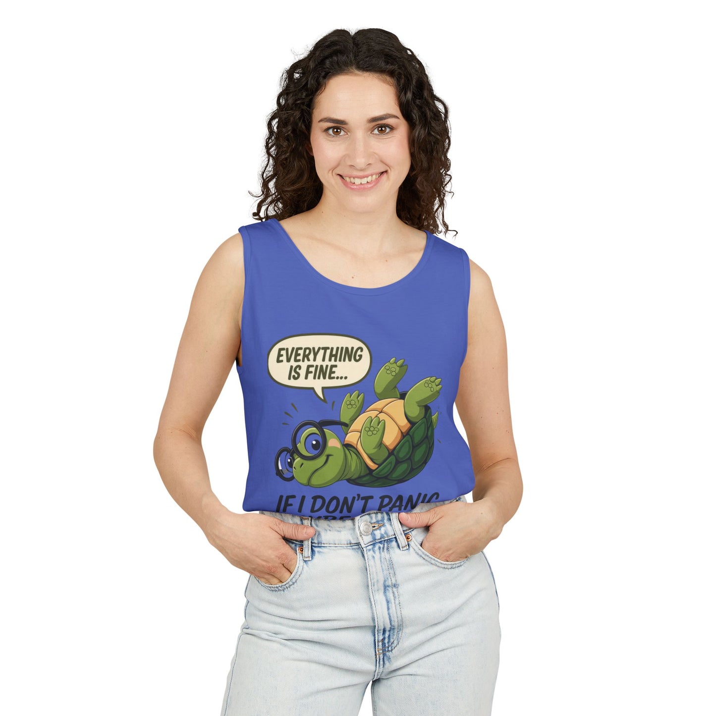 Mens Funny Turtle Graphic Tank Top, Summer Apparel, Gift for Animal Lovers, Beach Day Essentials, Mens Casual Wear, Relaxed Vibes