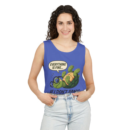 Mens Funny Turtle Graphic Tank Top, Summer Apparel, Gift for Animal Lovers, Beach Day Essentials, Mens Casual Wear, Relaxed Vibes