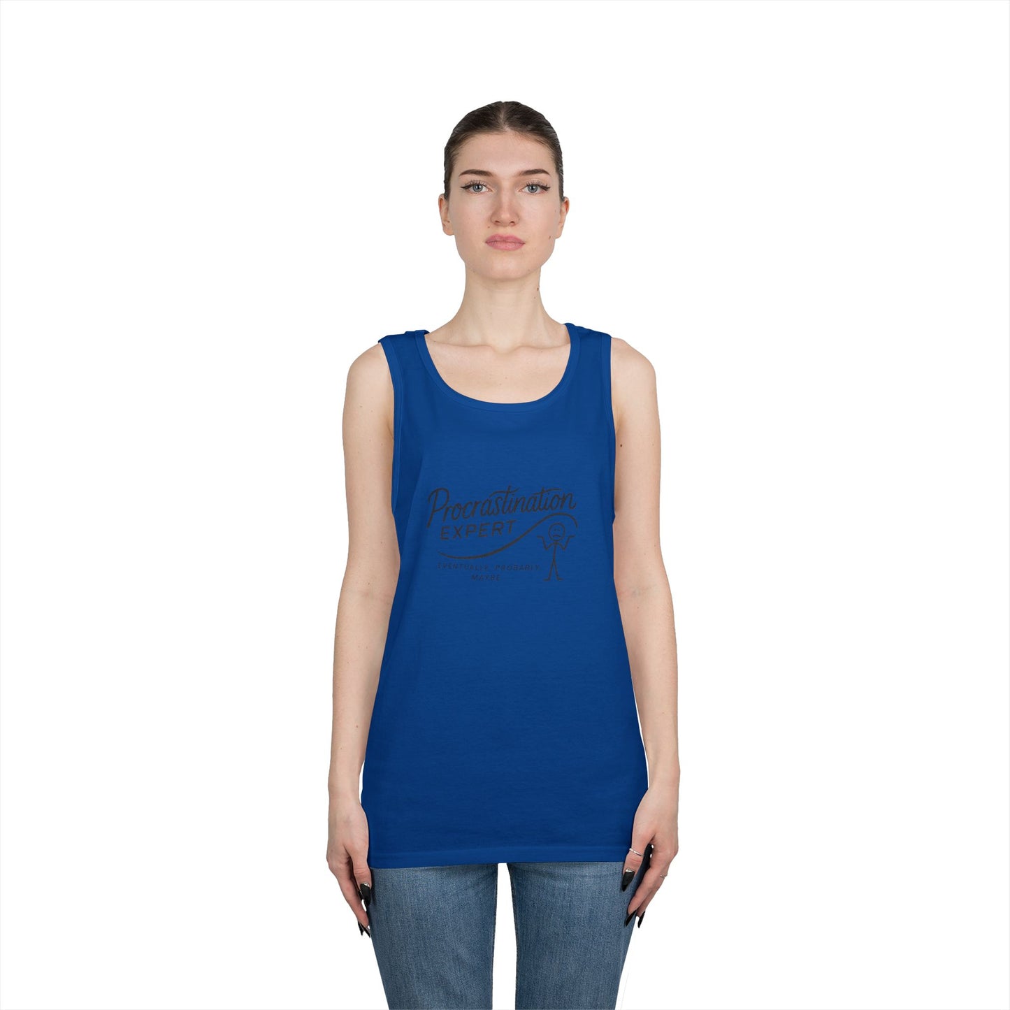 Procrastination Expert Unisex Heavy Cotton Tank Top, Funny Gift for Students, Casual Summer Wear, Relaxed Fit, Birthday Gift, Motivation Top