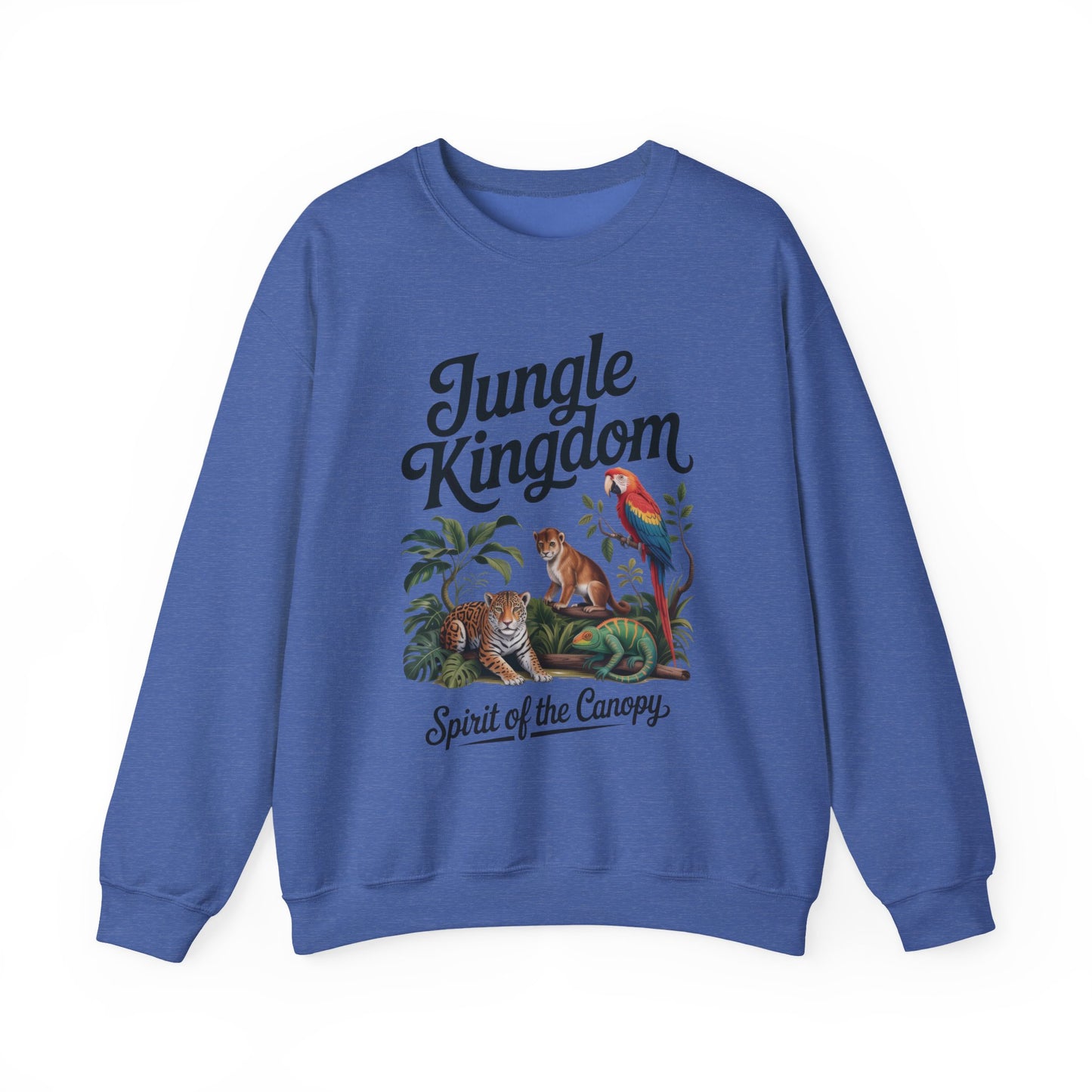 Jungle Kingdom Mens Sweatshirt, Cozy Jungle Crewneck, Nature Lover Gift, Wildlife Artwork, Eco-Conscious Apparel, Animal Enthusiast Clothing