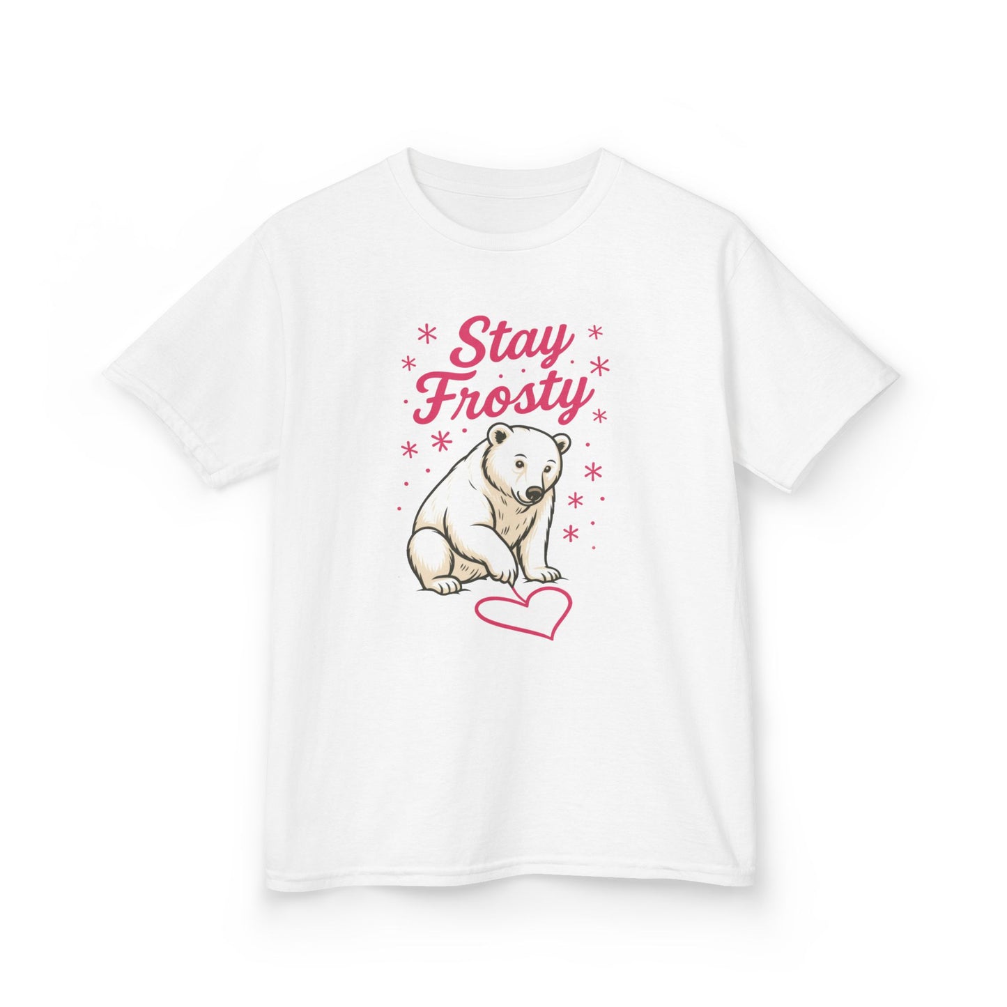 Kids Heavy Cotton™ Tee, Kids Stay Frosty Polar Bear T-Shirt, Cute Winter Graphic Tee for Children