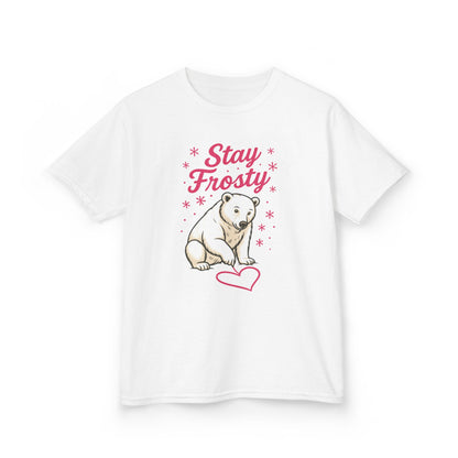 Kids Heavy Cotton™ Tee, Kids Stay Frosty Polar Bear T-Shirt, Cute Winter Graphic Tee for Children