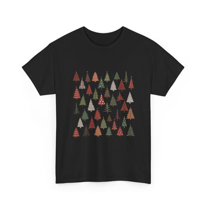 Minimal Christmas Tree T-Shirt, Boho Holiday Tee for Women