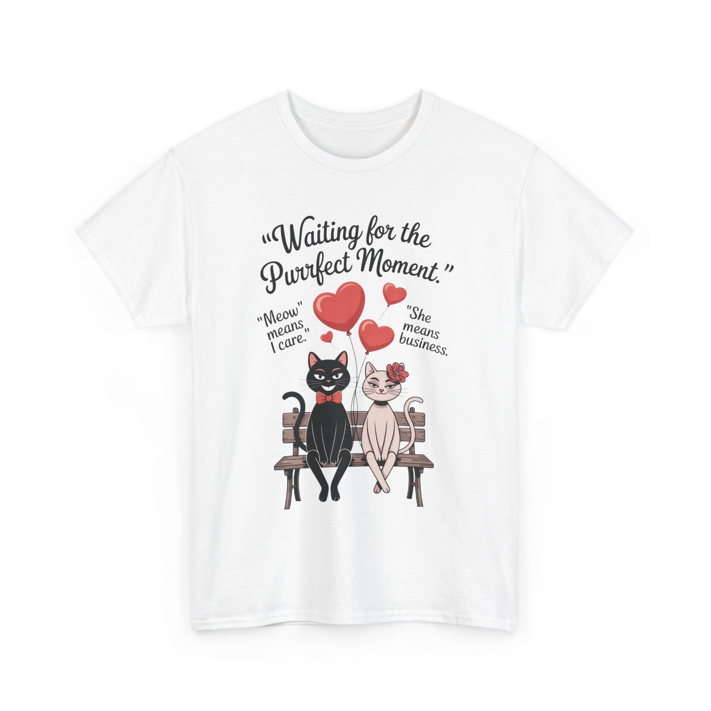 Cute Cat Lovers Tee, Womens Heavy Cotton Tee for Pet Owners, Funny Cat Shirt, Gift for Cat Lovers, Casual T-Shirt, Animal Art Tee