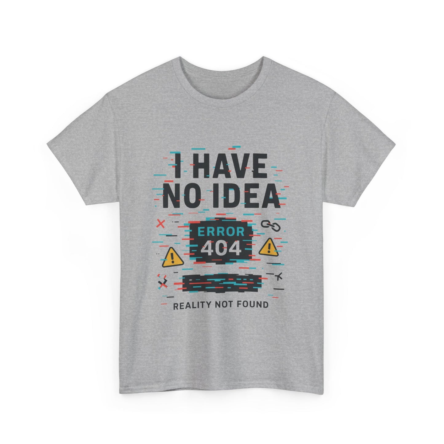 Funny Error 404 Unisex Heavy Cotton Tee, Graphic Tee, Humor Shirt, Gift for Tech Lovers, Casual Wear, Unique T-Shirt