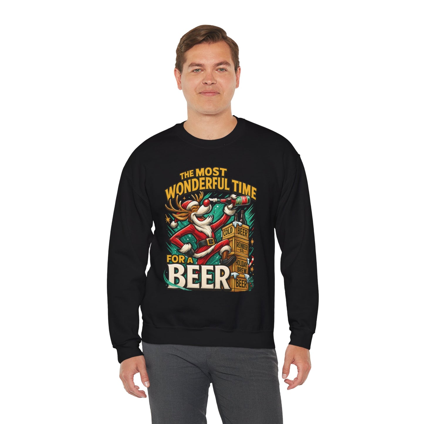 Funny Christmas Beer Sweatshirt, The Most Wonderful Time for a Beer