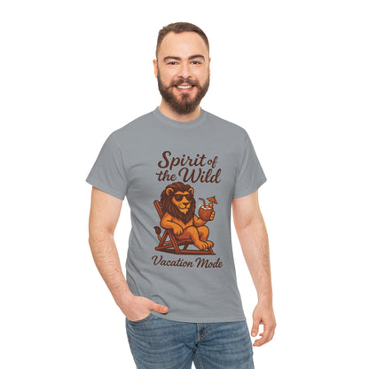 Spirit of the Wild Lion Shirt for Men - Vacation Mode Funny Summer Tee - Relaxed Jungle King Graphic, Vacation Mode, Perfect for Vacations