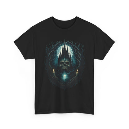 Gothic Skull Castle Men's T-Shirt, Dark Horror Haunted Night Graphic Tee, Halloween Shirt