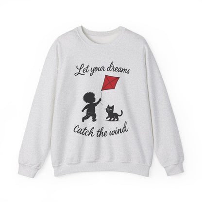 Dream Big Womens Crewneck Sweatshirt, Inspirational Gift, Cozy Lounge Wear, Cat Lover's Apparel, Kid's Motivation Sweatshirt