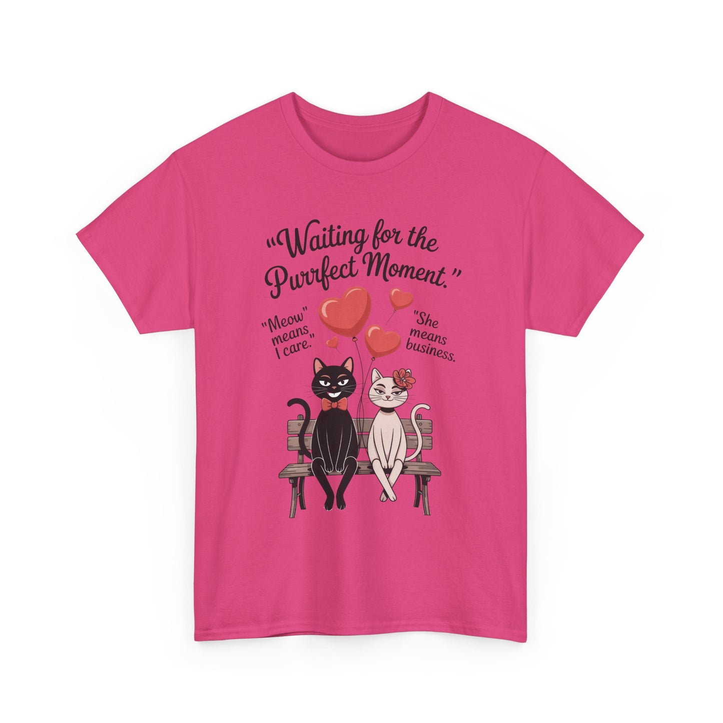 Cute Cat Lovers Tee, Womens Heavy Cotton Tee for Pet Owners, Funny Cat Shirt, Gift for Cat Lovers, Casual T-Shirt, Animal Art Tee