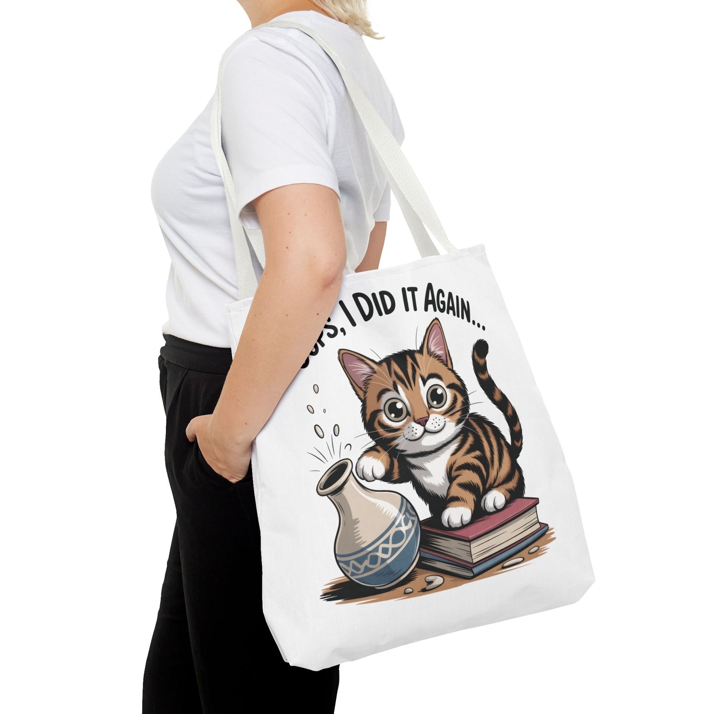 Cat-Themed Tote Bag, "Oops, I Did It Again", Perfect Gift for Cat Lovers, Pet Owners, Birthday, or Everyday Use, Large Tote Bag, beach bag