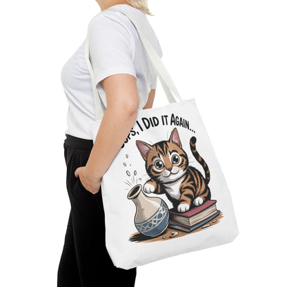 Cat-Themed Tote Bag, "Oops, I Did It Again", Perfect Gift for Cat Lovers, Pet Owners, Birthday, or Everyday Use, Large Tote Bag, beach bag
