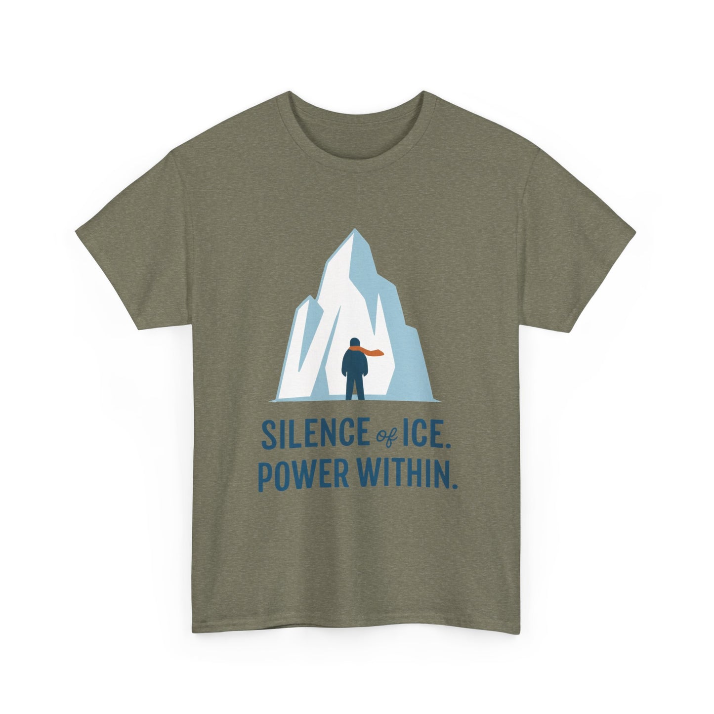 Silence of Ice Power Within Mens T-Shirt,  Minimalist Nordic Iceberg Graphic Tee