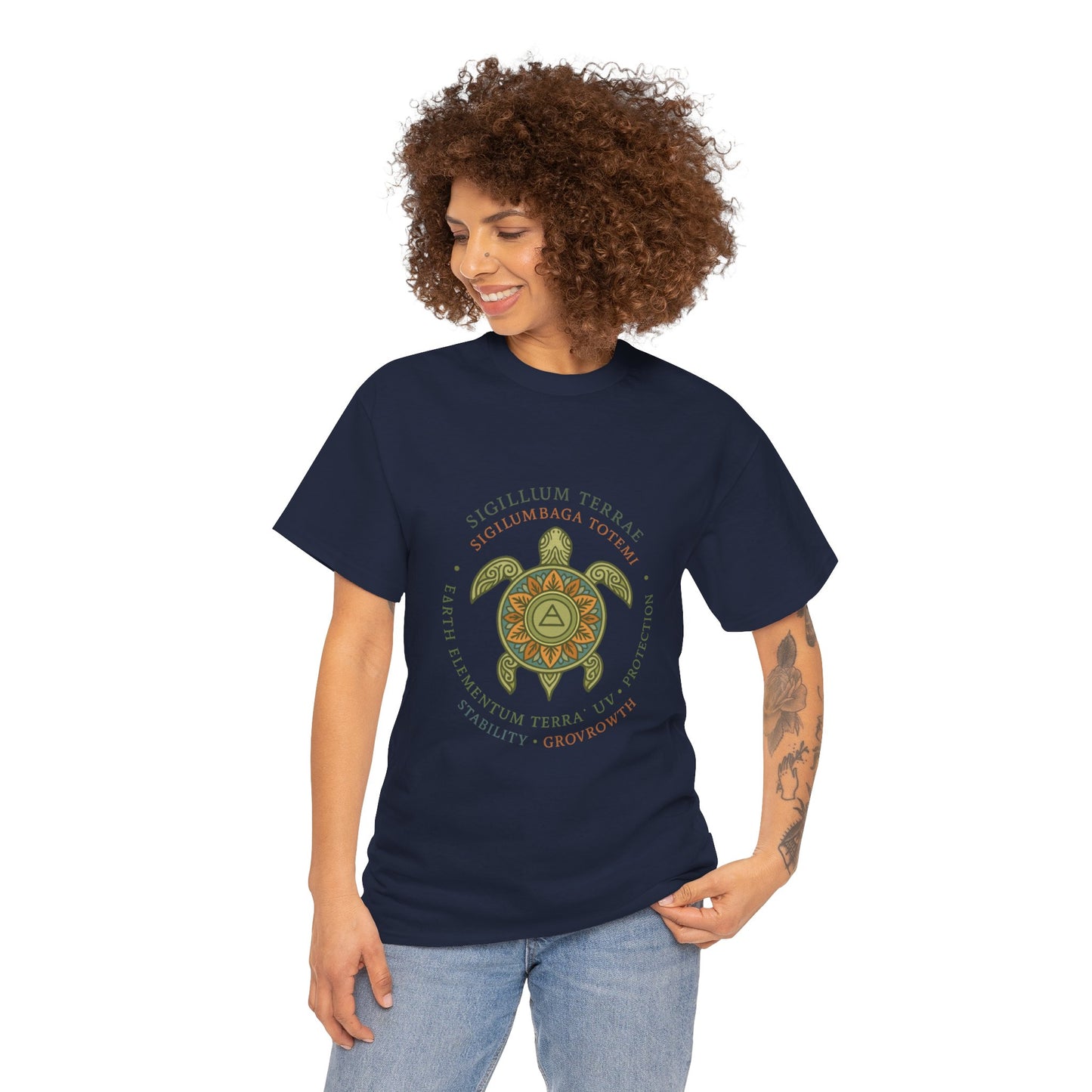 Earth Totem Turtle Unisex T-Shirt, Sigillum Terrae Symbol, Elemental Growth Unisex Tee, Spiritual UV Protection Shirt, Nature Symbol Gift