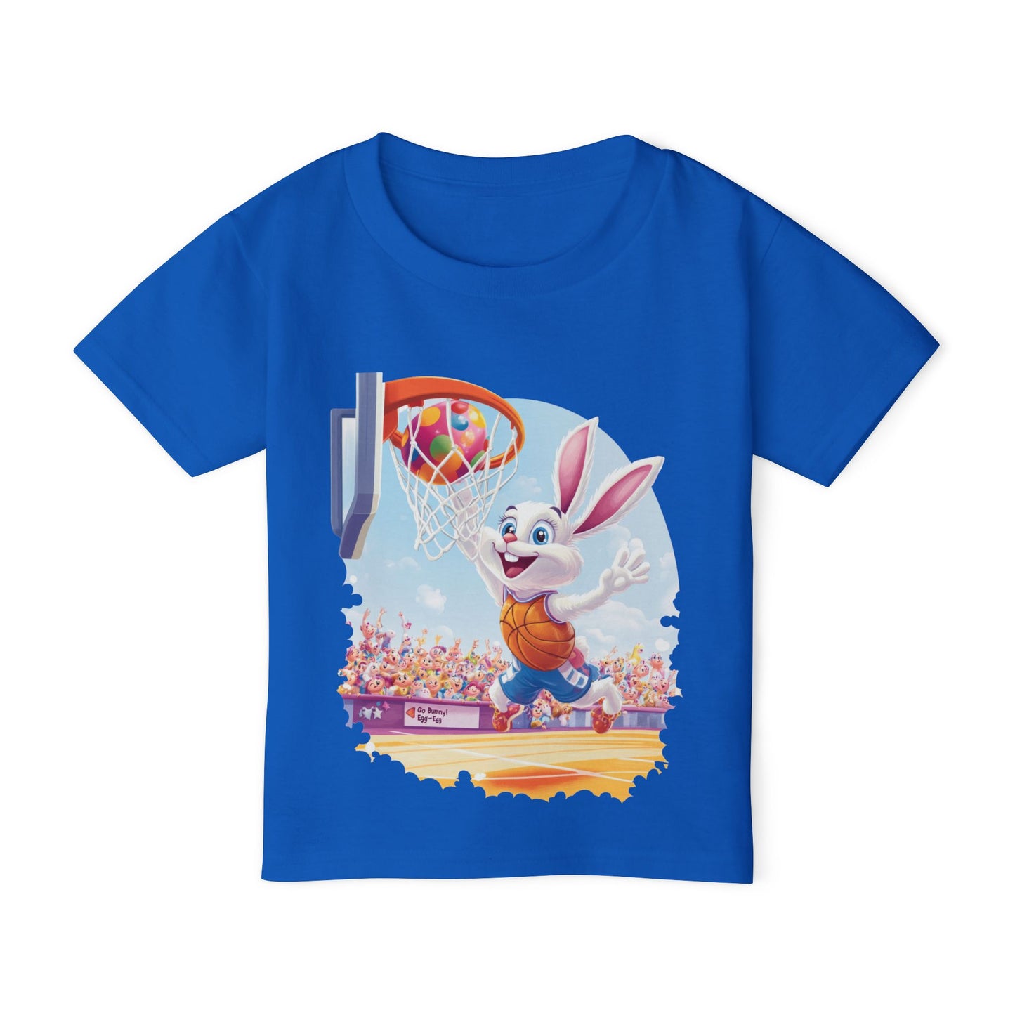 Basketball Bunny Easter Toddler T-Shirt - Cute Bunny Dunking Egg Ball, Fun Spring Sports Tee for Kids, Holiday Gift Idea,  Easter Gift