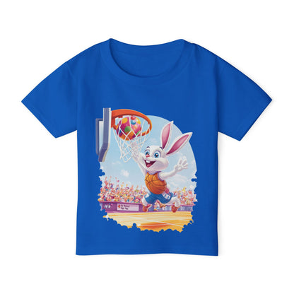 Basketball Bunny Easter Toddler T-Shirt - Cute Bunny Dunking Egg Ball, Fun Spring Sports Tee for Kids, Holiday Gift Idea,  Easter Gift
