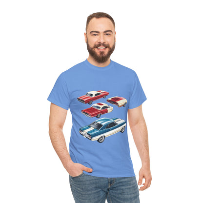 Vintage Muscle Car T-Shirt, Mens Cotton Tee with Retro American Classic Car Illustration, Gift for Car Lovers, Classic Car Graphic Tee