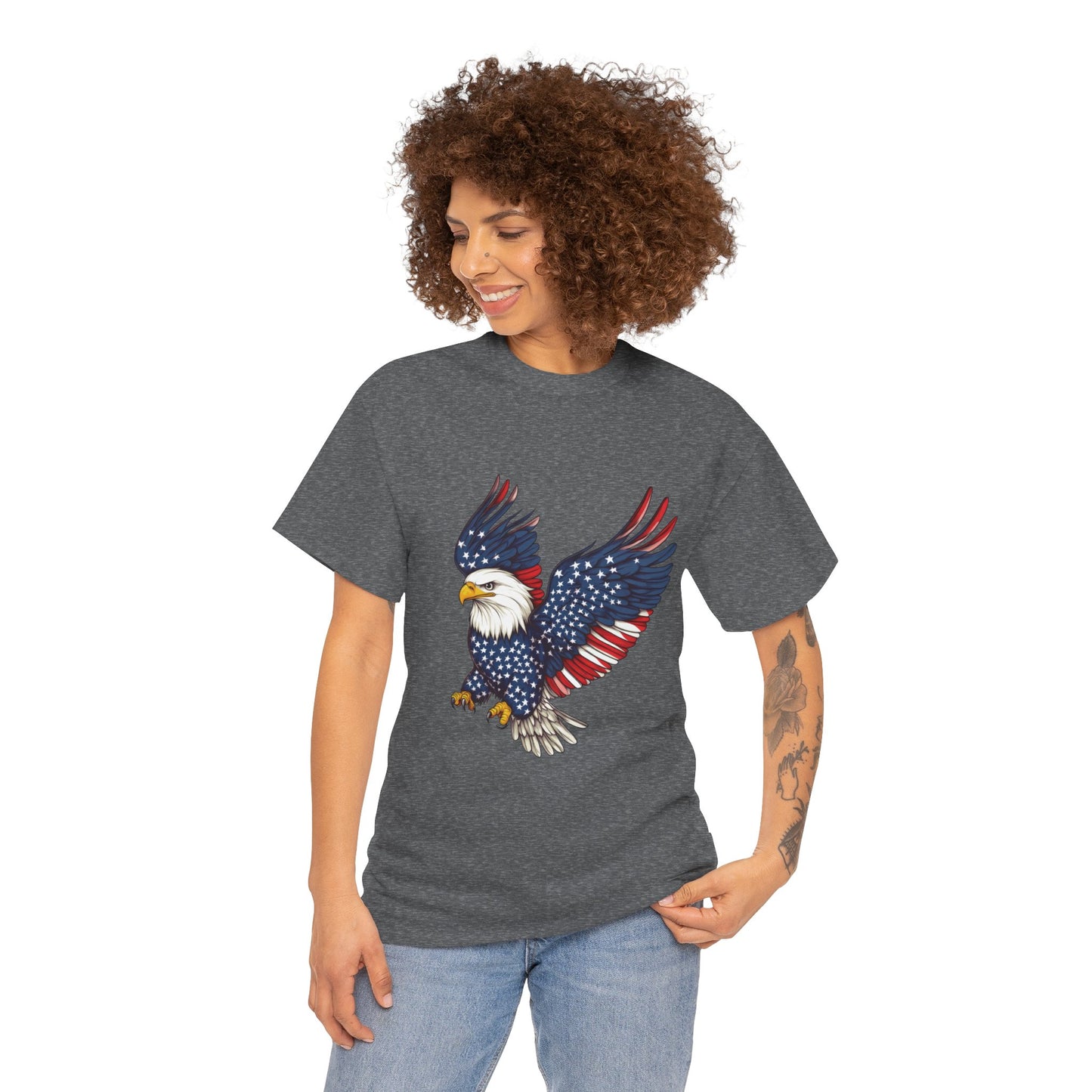 Patriotic Eagle Tee | Unisex Heavy Cotton T-Shirt for Independence Day, Memorial Day, Veterans Day, Gift for Nature Lovers, Casual Wear