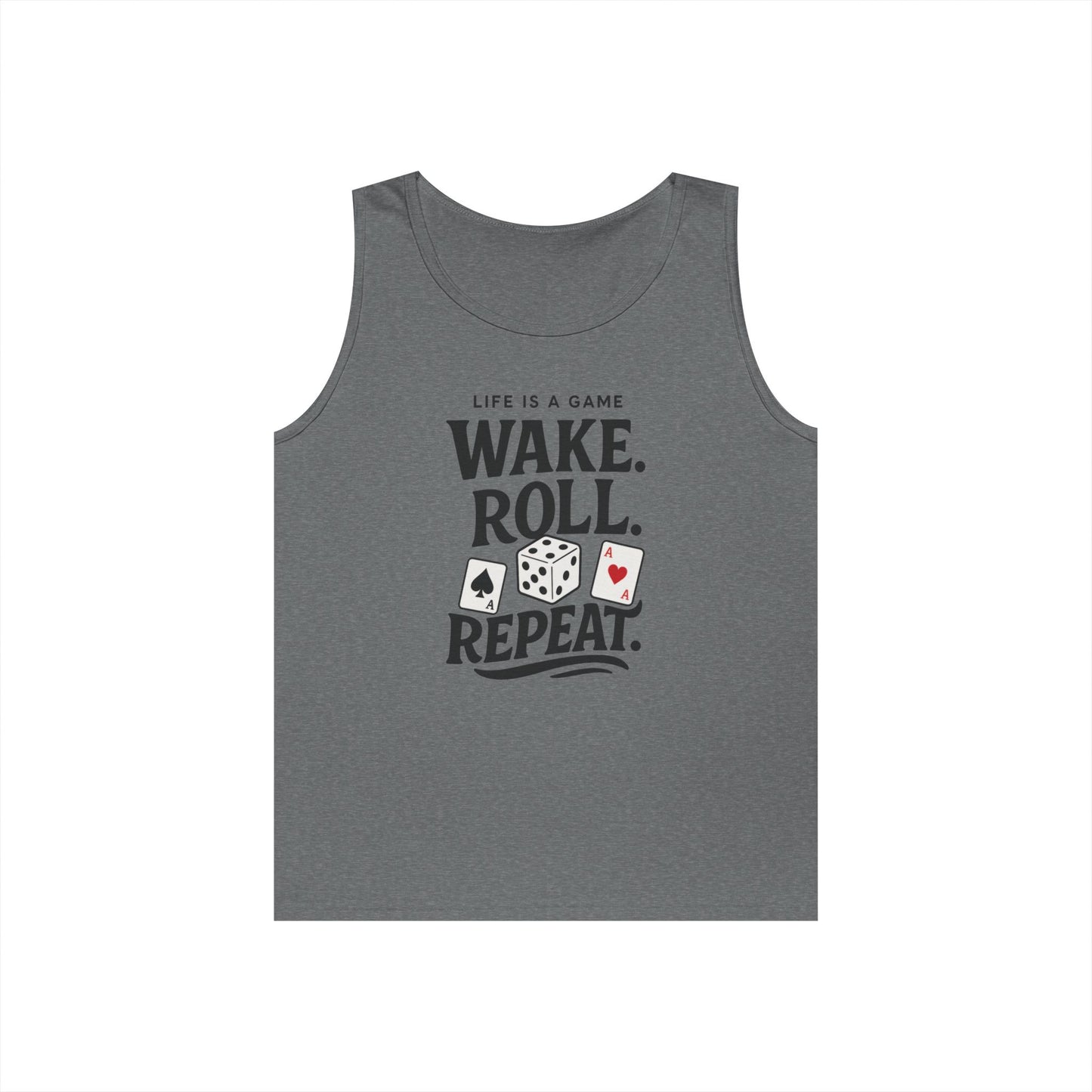 Game Themed Tank Top, Casual Tee, Gift for Gamers, Fun Workout Top, Funny Dice & Cards Shirt, Unisex Gambling Gift