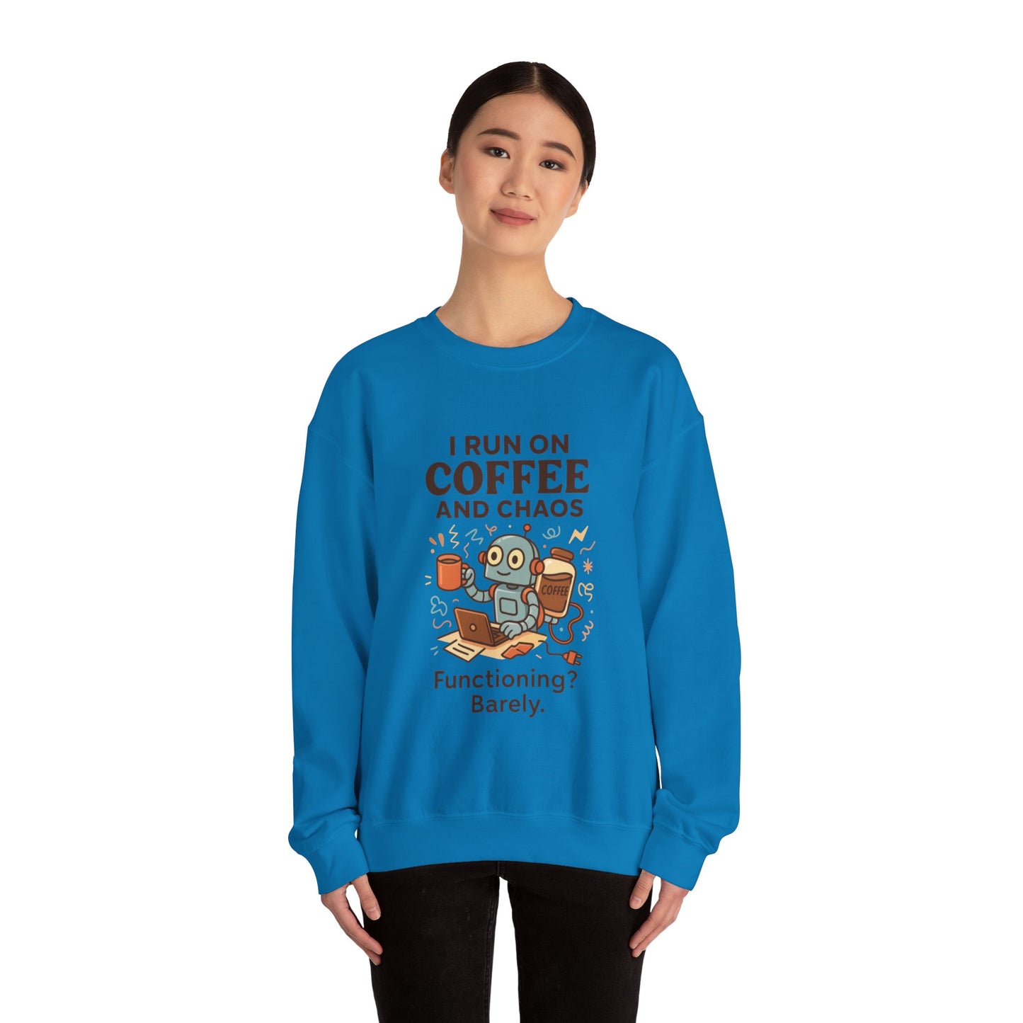 Coffee and Chaos Crewneck Sweatshirt, Funny Sweatshirt for Coffee Lovers, Unisex Gift, Cozy Everyday Wear, Ideal for Holidays