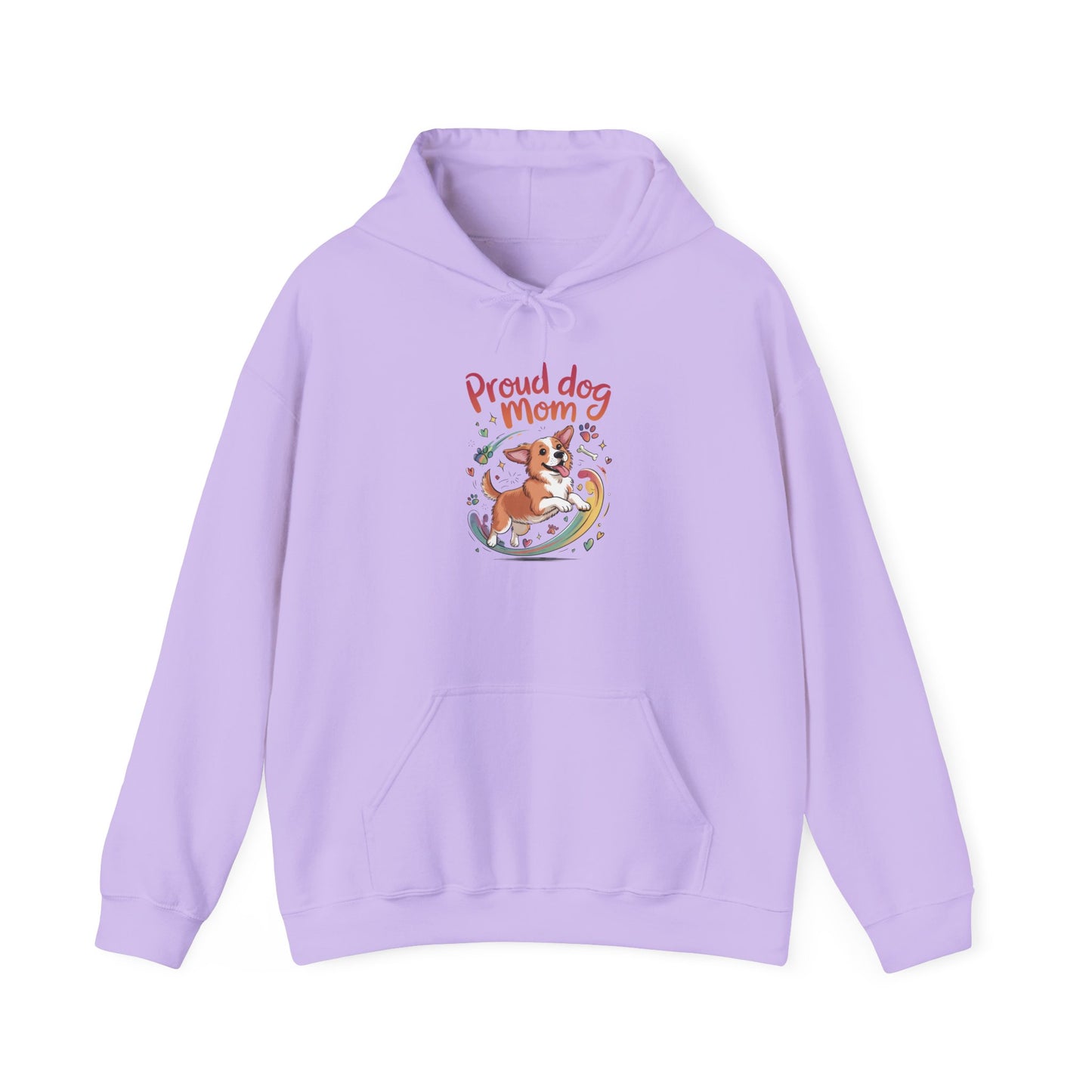 Proud Dog Mom Hoodie, Gift for Dog Owners, Dog Lover Apparel, Mother's Day Gift, Unisex Hooded Sweatshirt, Corgi Rainbow Print