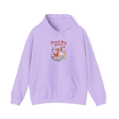 Proud Dog Mom Hoodie, Gift for Dog Owners, Dog Lover Apparel, Mother's Day Gift, Unisex Hooded Sweatshirt, Corgi Rainbow Print