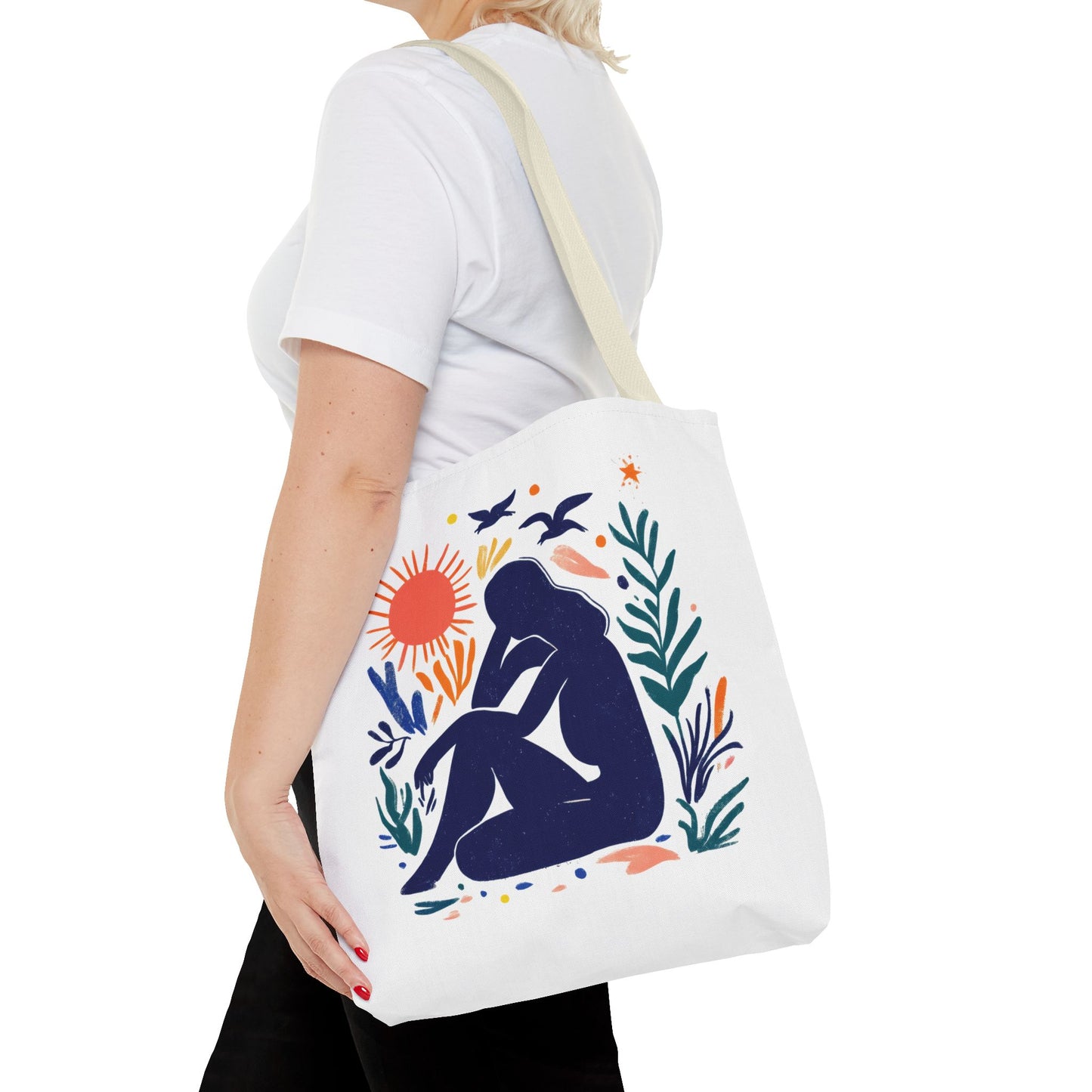 Boho Art Tote Bag, Versatile Eco-Friendly Carryall, Gift for Her, Summer Outing, Beach Bag, Reusable Shopping Tote