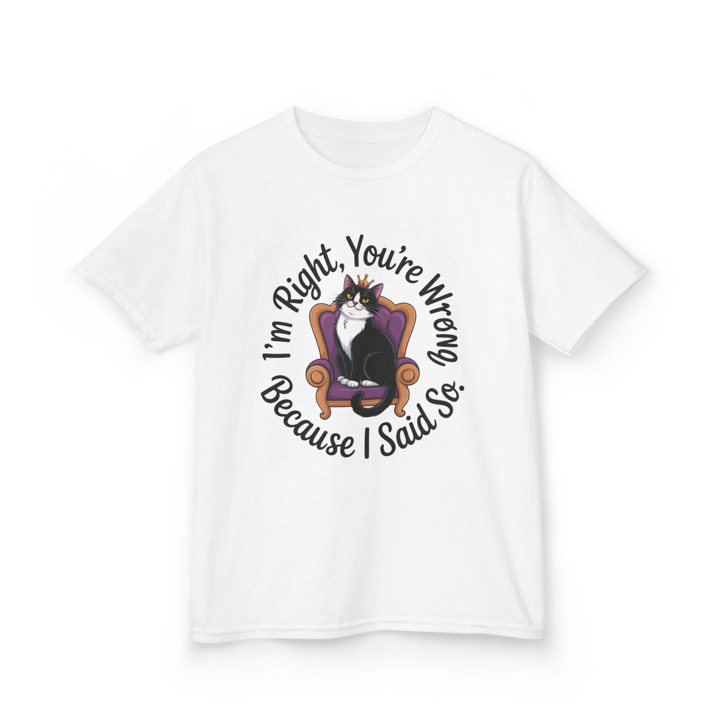 Girls Funny Sassy Cat T-Shirt - I'm Right You're Wrong, Cute Gift for Cat Lovers, Humor Tee for Teens, Birthday Gift,Tee for Confident Teens