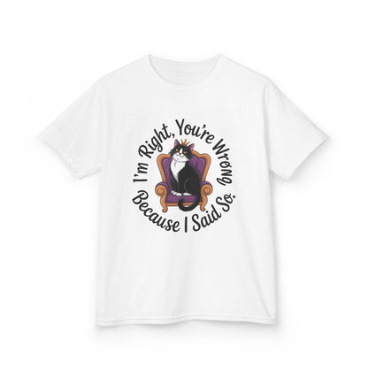 Girls Funny Sassy Cat T-Shirt - I'm Right You're Wrong, Cute Gift for Cat Lovers, Humor Tee for Teens, Birthday Gift,Tee for Confident Teens