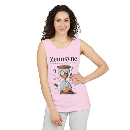 Zenosyne Tank Top, Unisex Garment-Dyed Tee, Time Awareness Gift, Casual Summer Wear, Philosophy Shirt, Unique Everyday Apparel