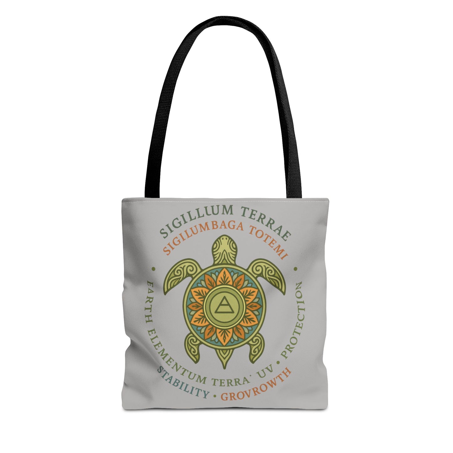 Spiritual Symbol Tote Bag, Eco-Friendly Shopping Bag, Gift for Yogis, Bohemian Style, Sigillum Terrae Design, Beach Bag, Large Canvas Bag