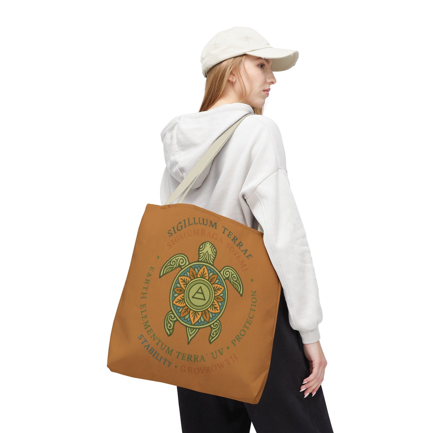 Spiritual Symbol Tote Bag, Eco-Friendly Shopping Bag, Meditation Pouch, Gift for Yogis, Bohemian Style, Sigillum Terrae Design