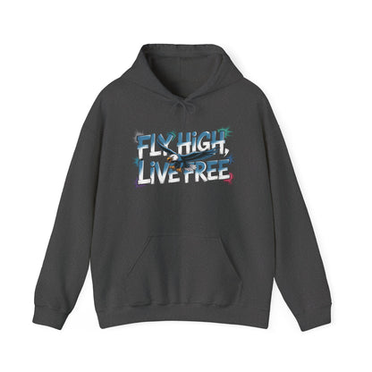 Mens Heavy Blend™ Hooded Sweatshirt, Fly High Live Free Eagle Mens Hoodie Streetwear