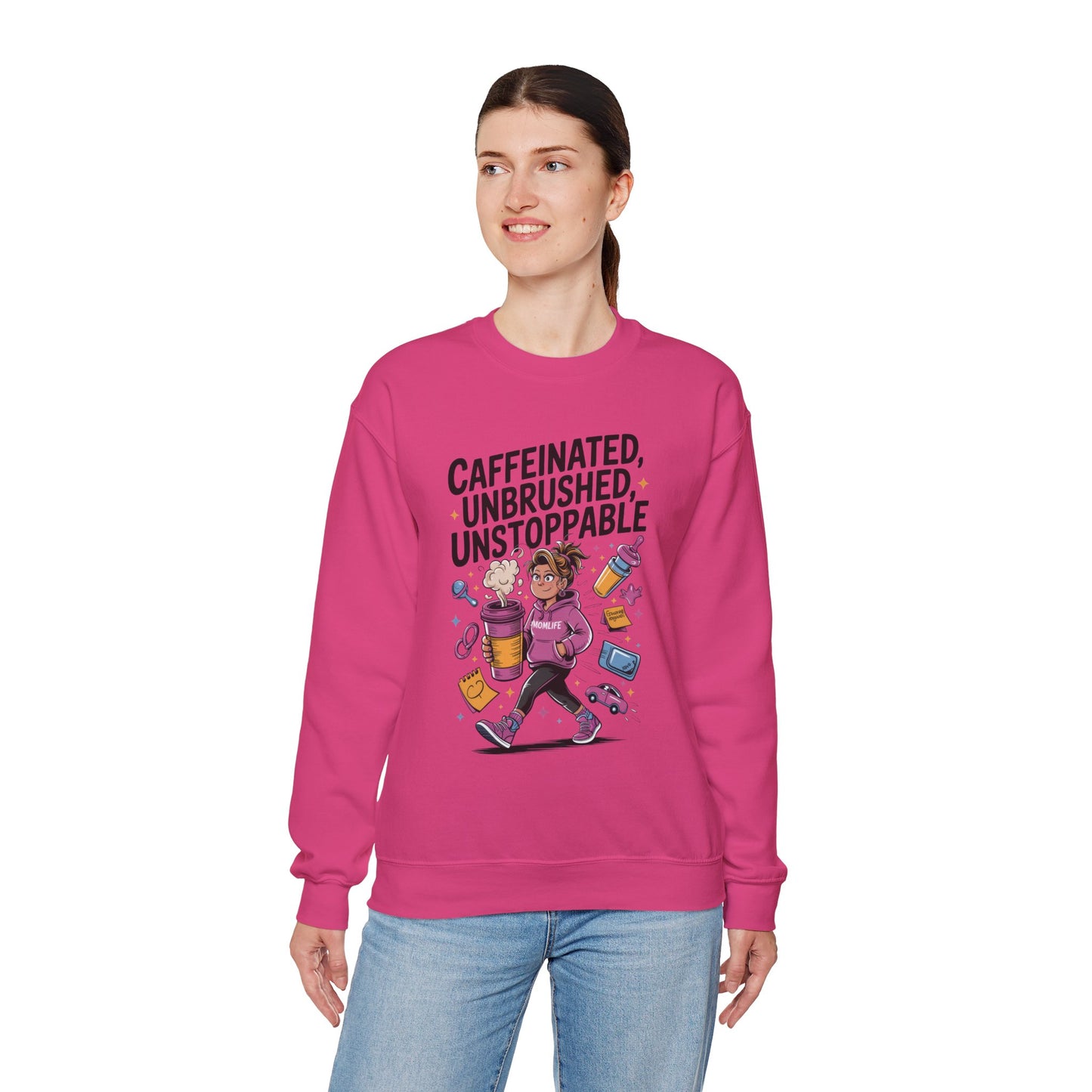 Caffeinated Mom Sweatshirt, Funny Mom Life Quote,  Mother's Day Gift,New Mother Tired Mother Gift, Coffee Lover Gift, Coffee Addict Mom
