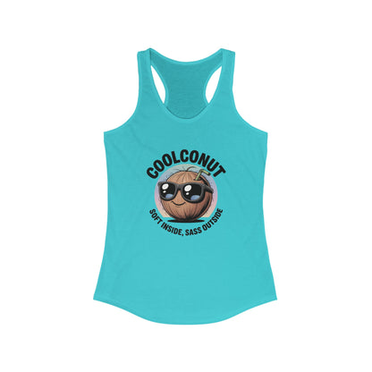 Coolconut Women's Racerback Tank - Soft Inside Sass Outside, Funny Summer Top, Beachwear, Casual Wear, Gift for Friends