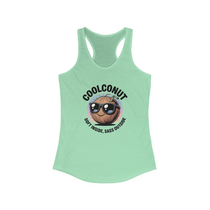 Coolconut Women's Racerback Tank - Soft Inside Sass Outside, Funny Summer Top, Beachwear, Casual Wear, Gift for Friends