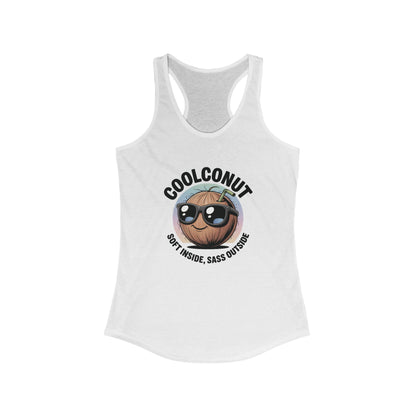 Coolconut Women's Racerback Tank - Soft Inside Sass Outside, Funny Summer Top, Beachwear, Casual Wear, Gift for Friends