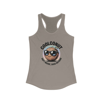 Coolconut Women's Racerback Tank - Soft Inside Sass Outside, Funny Summer Top, Beachwear, Casual Wear, Gift for Friends