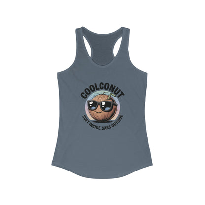 Coolconut Women's Racerback Tank - Soft Inside Sass Outside, Funny Summer Top, Beachwear, Casual Wear, Gift for Friends