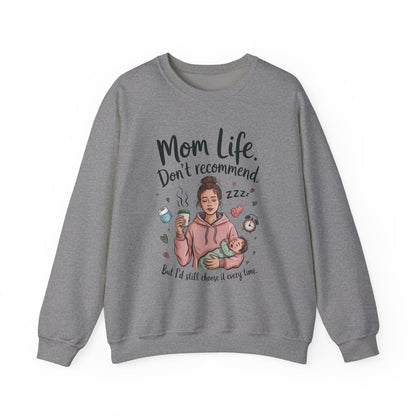 Mom Life Crewneck Sweatshirt, New Mom Gift, Cozy Everyday Wear, Funny Parent Apparel, Tired Mama Humor Tee